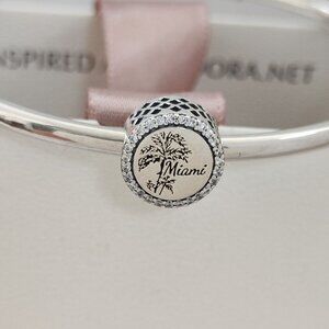 Pandora Miami Palm Bead Charm Bracelet Pendant S925 Silver with box